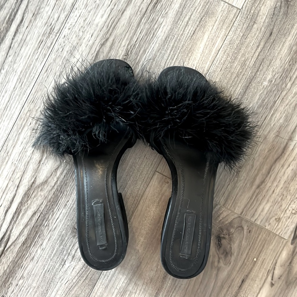 Alexander wang black suede sandals with fur (with dusty bag)
